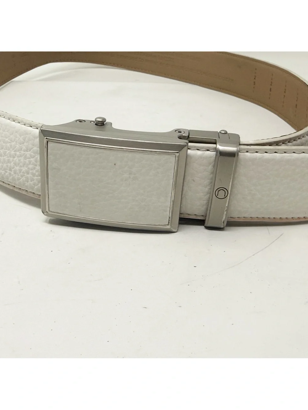 NEXTBELT Men's White THE BELT WITH NO HOLES Universal Sz Belt Silver Tone Buckle